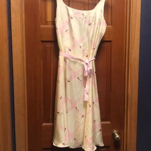 Silk dress, cream /pink sz 6 Gap